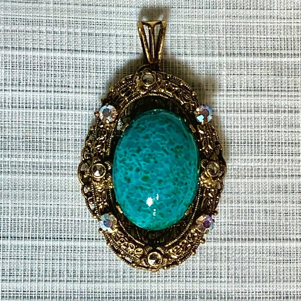 Vintage 1930s Czeck Peking Glass Art Deco Pendant